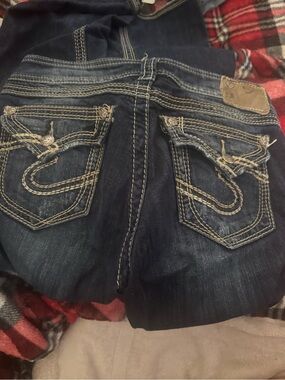 Silver Jeans Dark Blue Boot Cut with Contrast Stitching